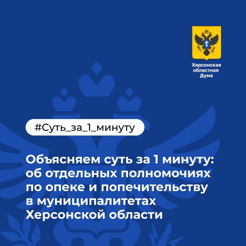 Объясняем суть за 1 минуту: об отдельных полномочиях по опеке и попечительству в муниципалитетах Херсонской области