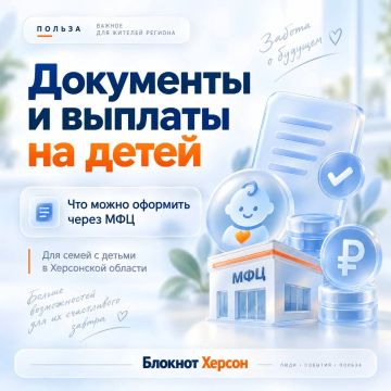 Что семьи с детьми могут оформить через МФЦ в Херсонской области