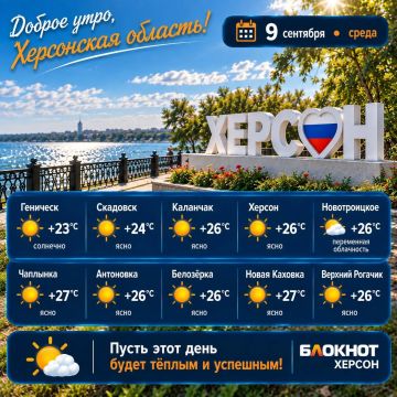 Прогноз погоды на 9 сентября
