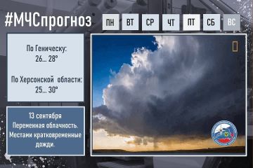 #МЧСпрогноз. 13 сентября в городе Геническ: