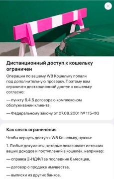 WB банк начал требовать у клиентов подтверждение происхождения денег после крупных трат на маркетплейсе