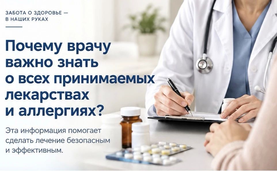 Почему врачу важно сообщать обо всех принимаемых лекарствах и аллергиях