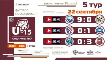 Итоги 5 тура Лиги «Содружество» (U-15)!