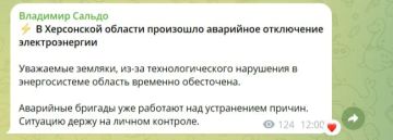 Губернатор взял на контроль аварийное отключение света в Херсонской области