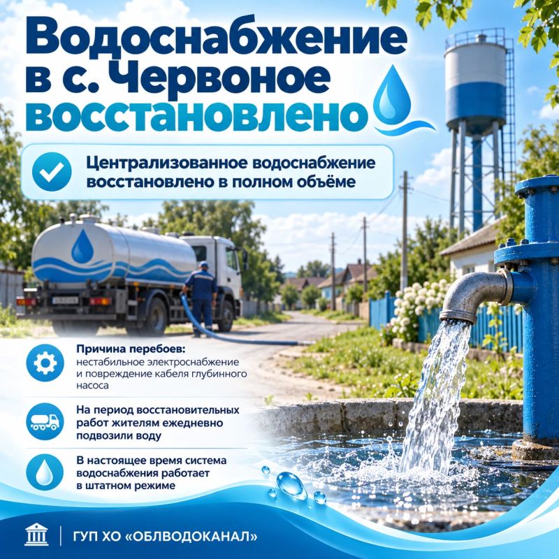 Водоснабжение в селе Червоное восстановлено