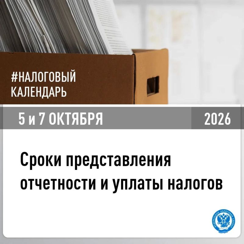 В УФНС России по Херсонской области напомнили, о представлении отчетности и уплате налогов в срок не позднее 5 и 7 октября