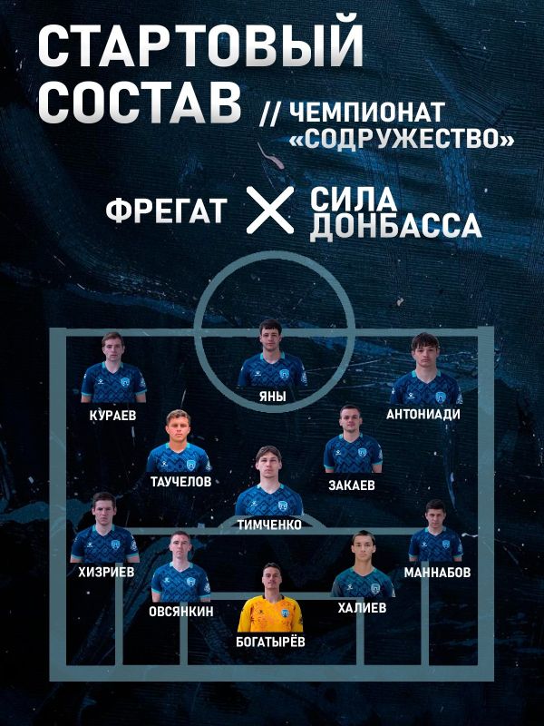 Наш стартовый состав на сегодняшний матч