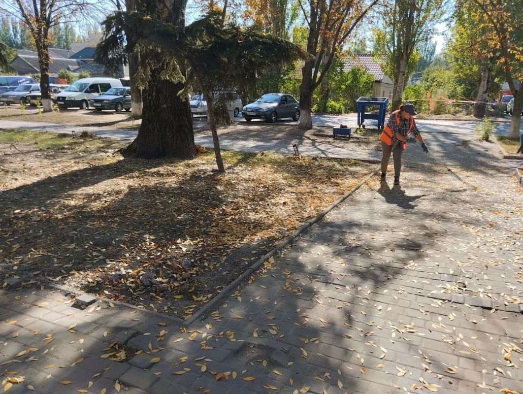 В Скадовске продолжаются плановые уборки опавшей листвы В Скадовске продолжаются плановые уборки опавшей листвы