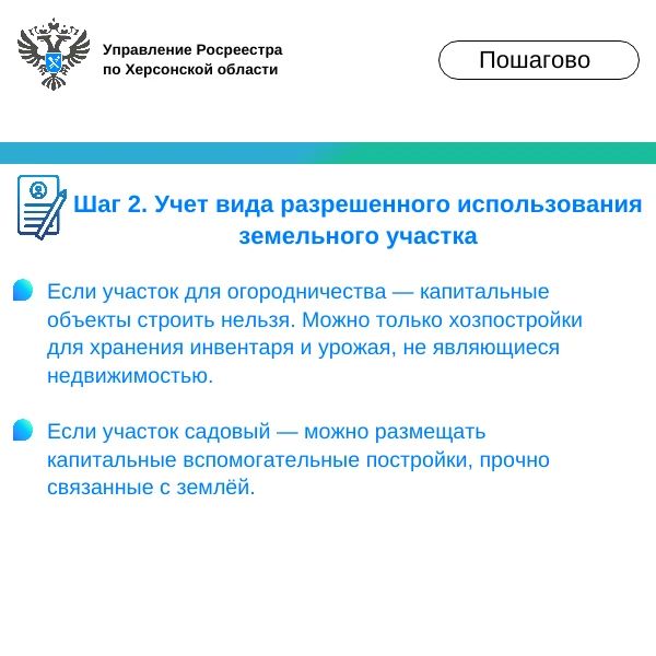 Управление Росреестра по Херсонской области информирует граждан о порядке оформления прав на хозяйственные постройки, расположенные на земельных участках Управление Росреестра по Херсонской области информирует граждан о порядке оформления прав на хозяйственные постройки, расположенные на земельных участках