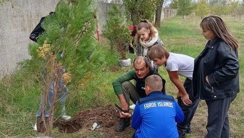 В Скадовске школьники высадили туи во дворе школы